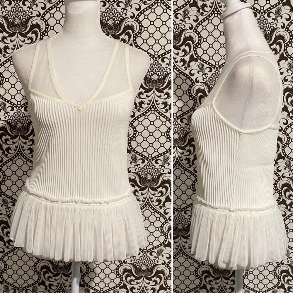 JONATHAN SIMKHAI ✨ pleated sheer sweater knit top